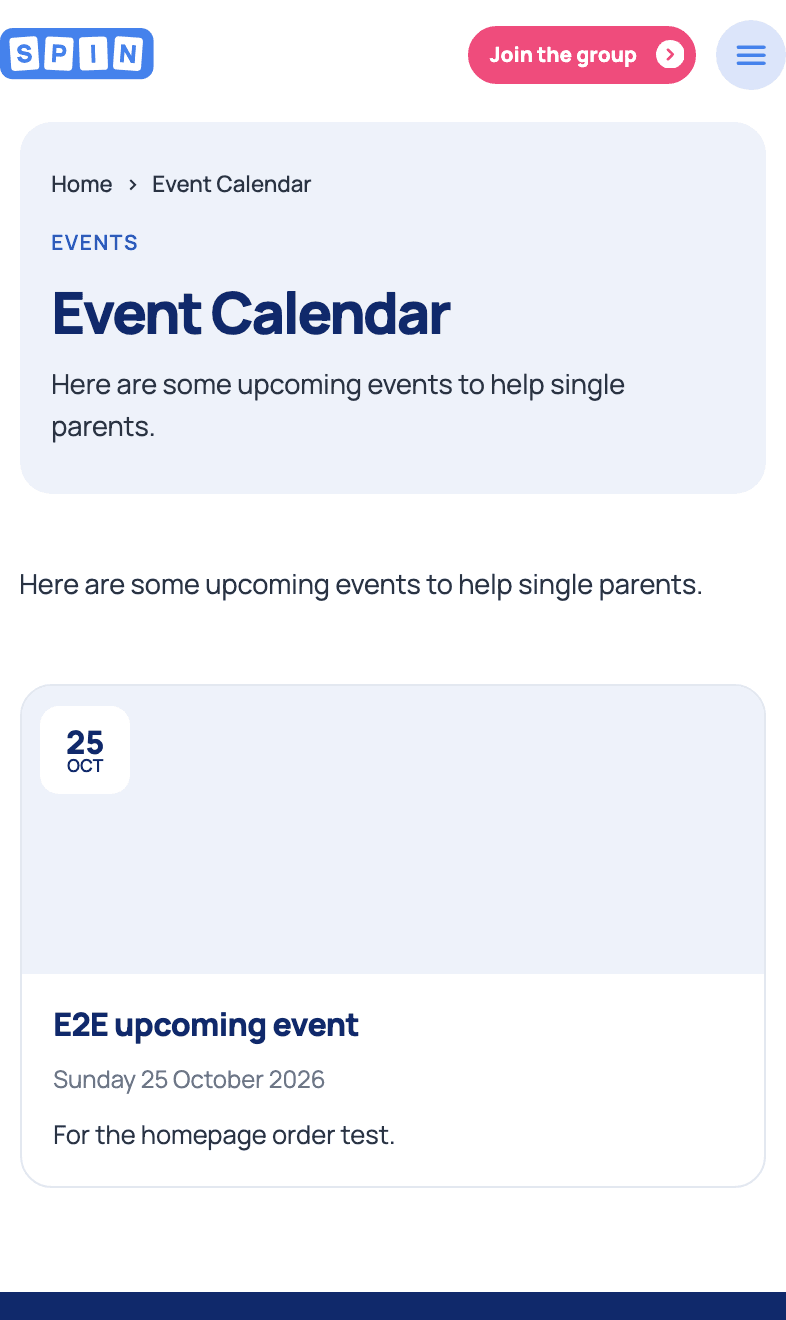Events listings, on a phone.